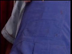 Horny housewife with hairy pussy is having casual sex with a handyman, in the kitchen