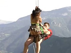 Kinky teen is sucking a rock hard dick in the nature while hiking and climbing rocks