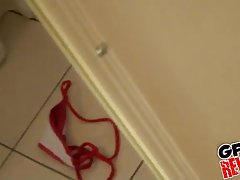 Tattooed brunette was caught on tape while she was cheating on her boyfriend with his best friend