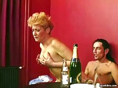 Mature blonde woman is having wild sex with a man who just moved into her neighborhood