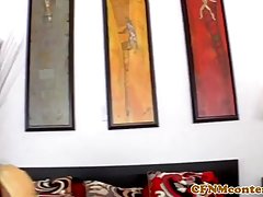 Busty brunette is having a threesome with her friends, while her boyfriend is out of town