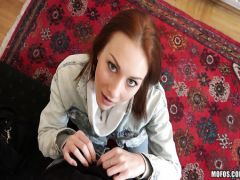 The foreigner with a big penis fucks the Russian red telka on the apartment