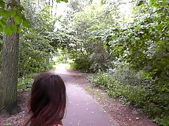 After a handjob, a dirty girlfriend is getting a perfect facial cumshot, while in a public place