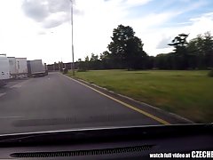 Horny guy is fucking a slutty blonde woman who just asked him for a free ride home