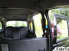 Tattooed brunette seduced a taxi driver just for fun and enjoyed it more than she expected