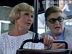 Slutty girl likes to have steamy sex in a bus, while people are staring at her