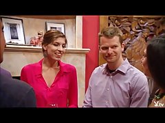 Sexy brunette and a handsome guy are about to hook up with each other, just for fun