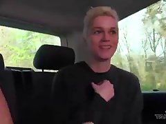 Short haired blonde got fucked on the back seat of the car, until she came