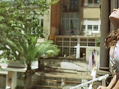 Hot babe is day- dreaming about a guy she met at work, while she is home alone