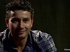 One very lucky guy is enjoying while three girls are pampering him in every way