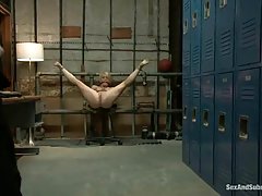 Blonde lady hooked up with a janitor, in the locker room and had the craziest sex adventure ever