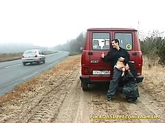 Naughty babe is fucking a horny guy in a public place, because she can't hold herself back