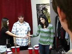 Horny college girl got fucked from behind while her friends were partying in the same room