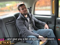 Blonde woman is driving a taxi and often having sex with her clients, just for fun